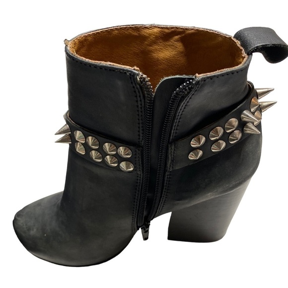 Jeffrey Campbell Havana Black Leather Metal Spiked Heel Ankle Chains Booties - Picture 6 of 12